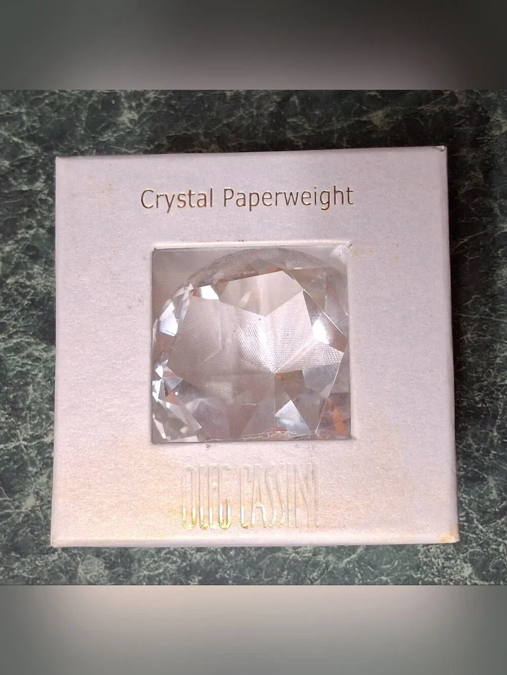 Oleg Cassini Clear Crystal Decorative Paperweight Round Diamond